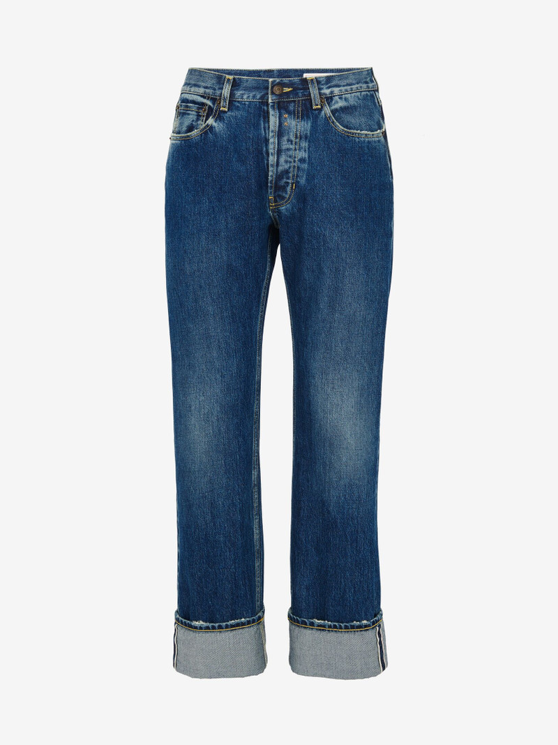 Men's Turn-up Jeans in Washed Blue - 1