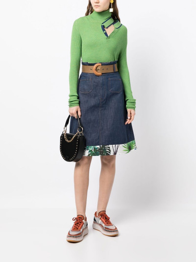 Kolor leaf-print A-line skirt outlook