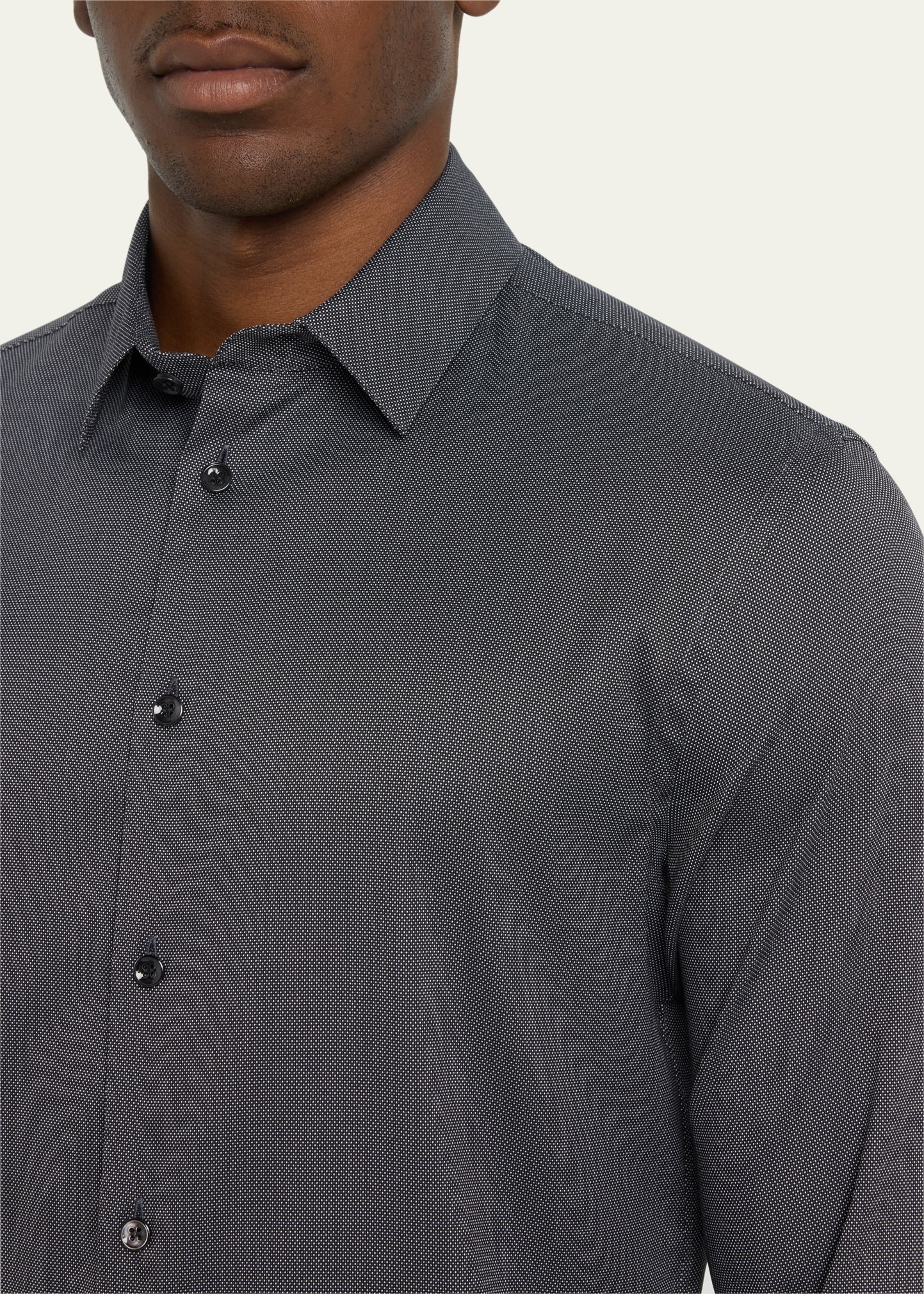 Men's Cotton-Stretch Micro-Print Sport Shirt - 5