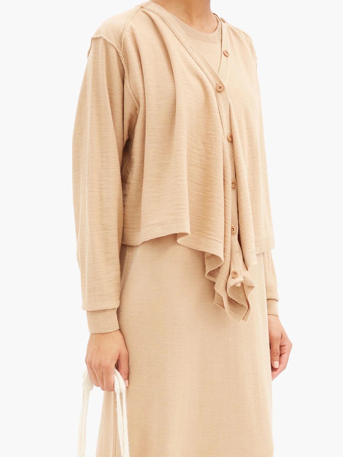 Layered wool-blend cardigan dress - 6