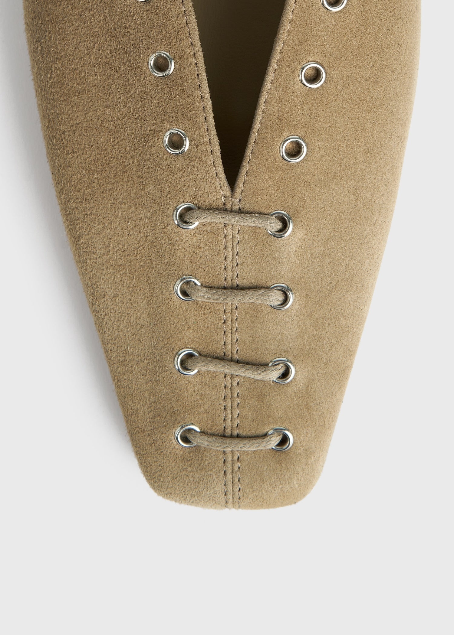 Suede lace-up ballerinas desert - 7