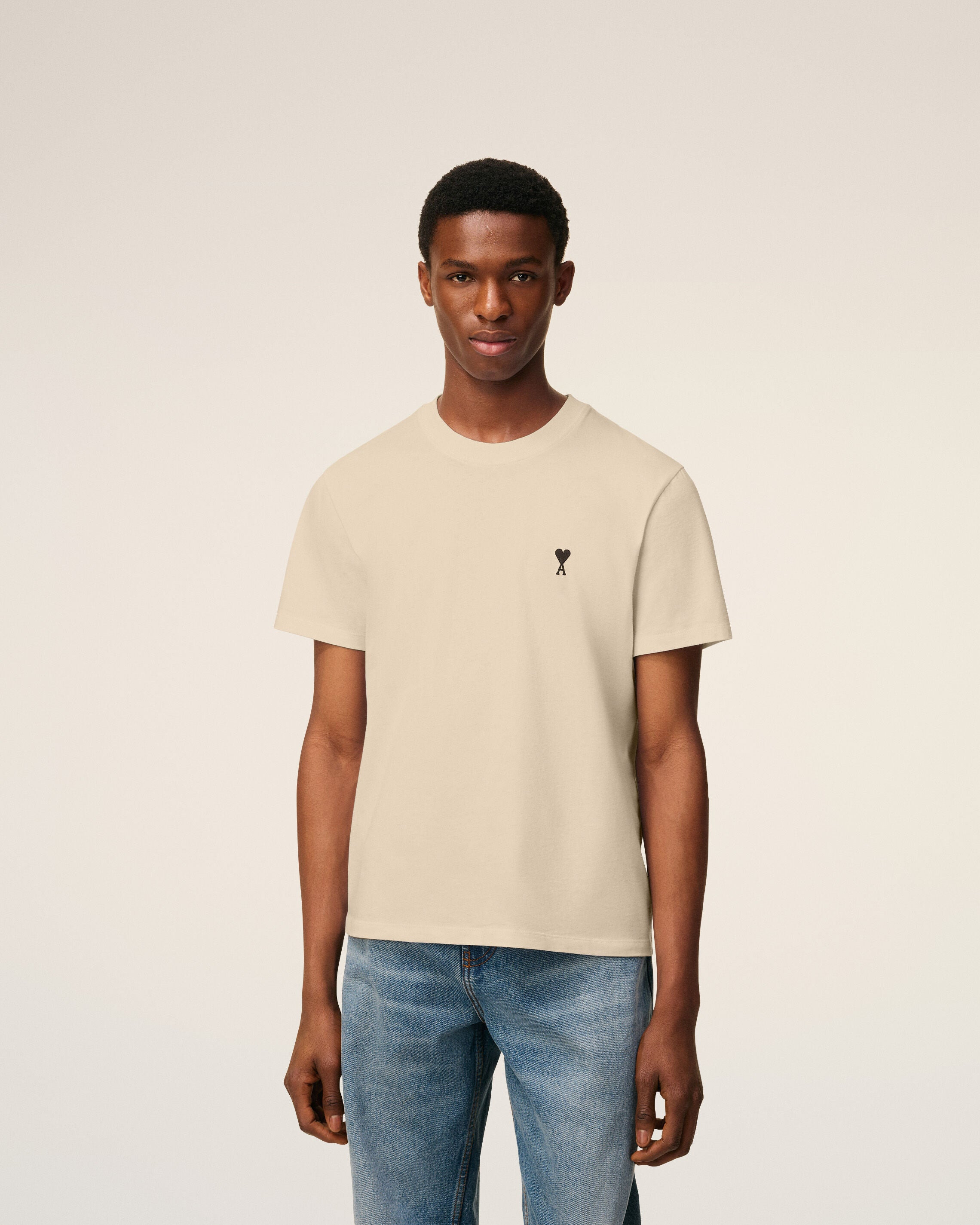 BEIGE COTTON AMI DE COEUR T-SHIRT - 3