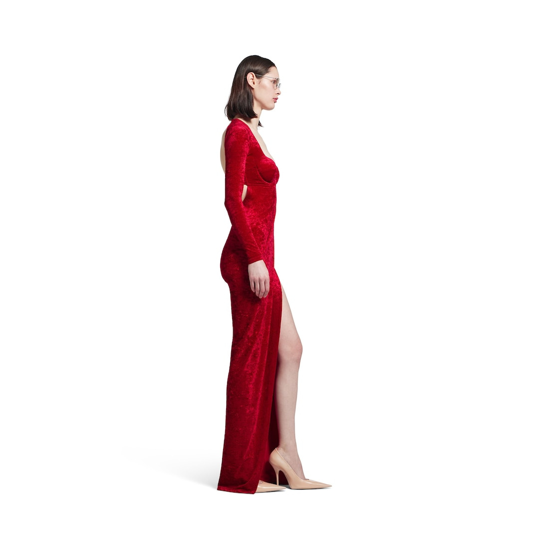 Women's Draped Maxi Dress in Garnet - 3