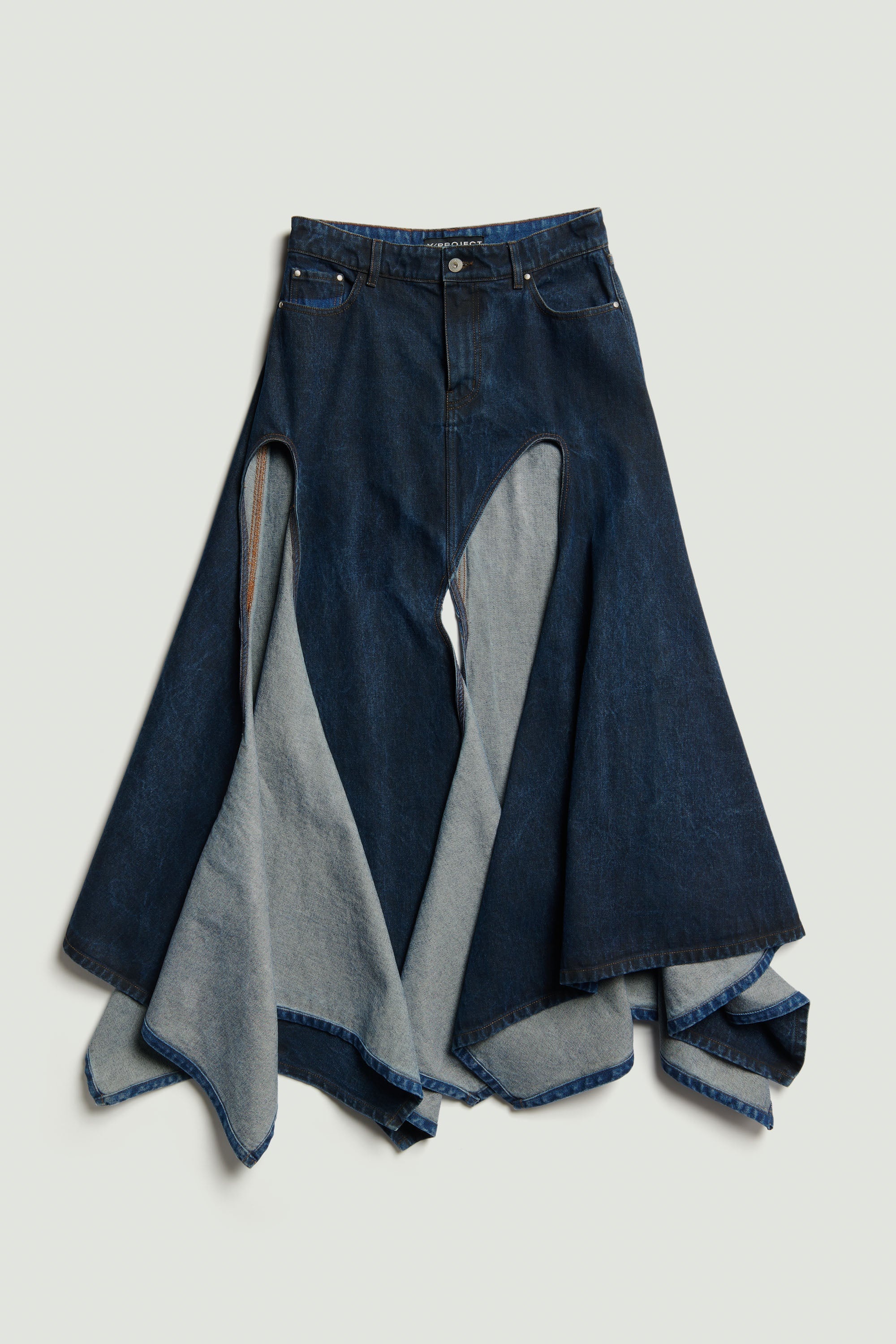 Multi Cut Out Denim Maxi Skirt - 1