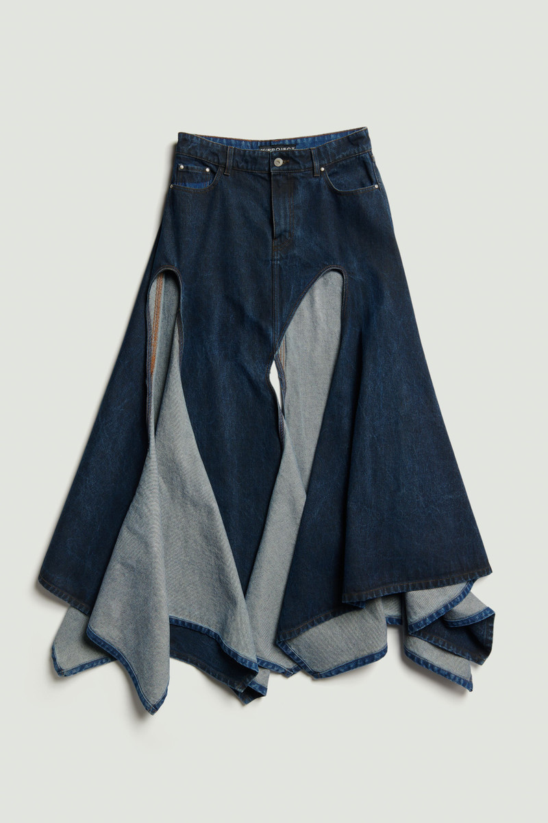 Multi Cut 아웃 Denim Maxi 스커트 1