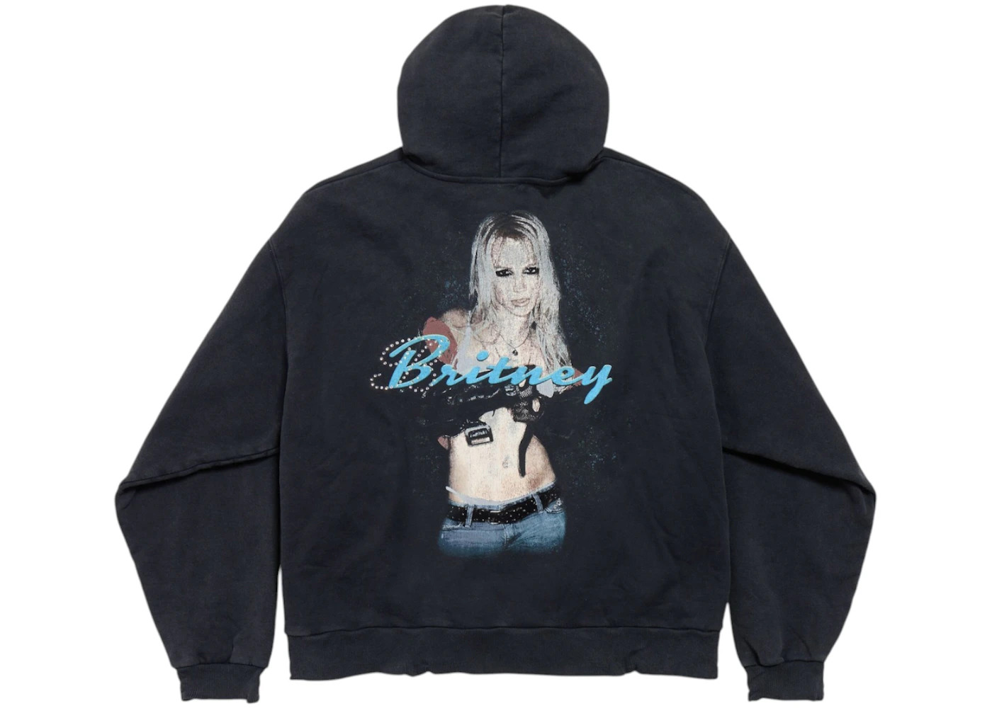 Balenciaga Music Britney Spears Series Oversized Zip-Up Hoodie Faded Black/Blue - 2