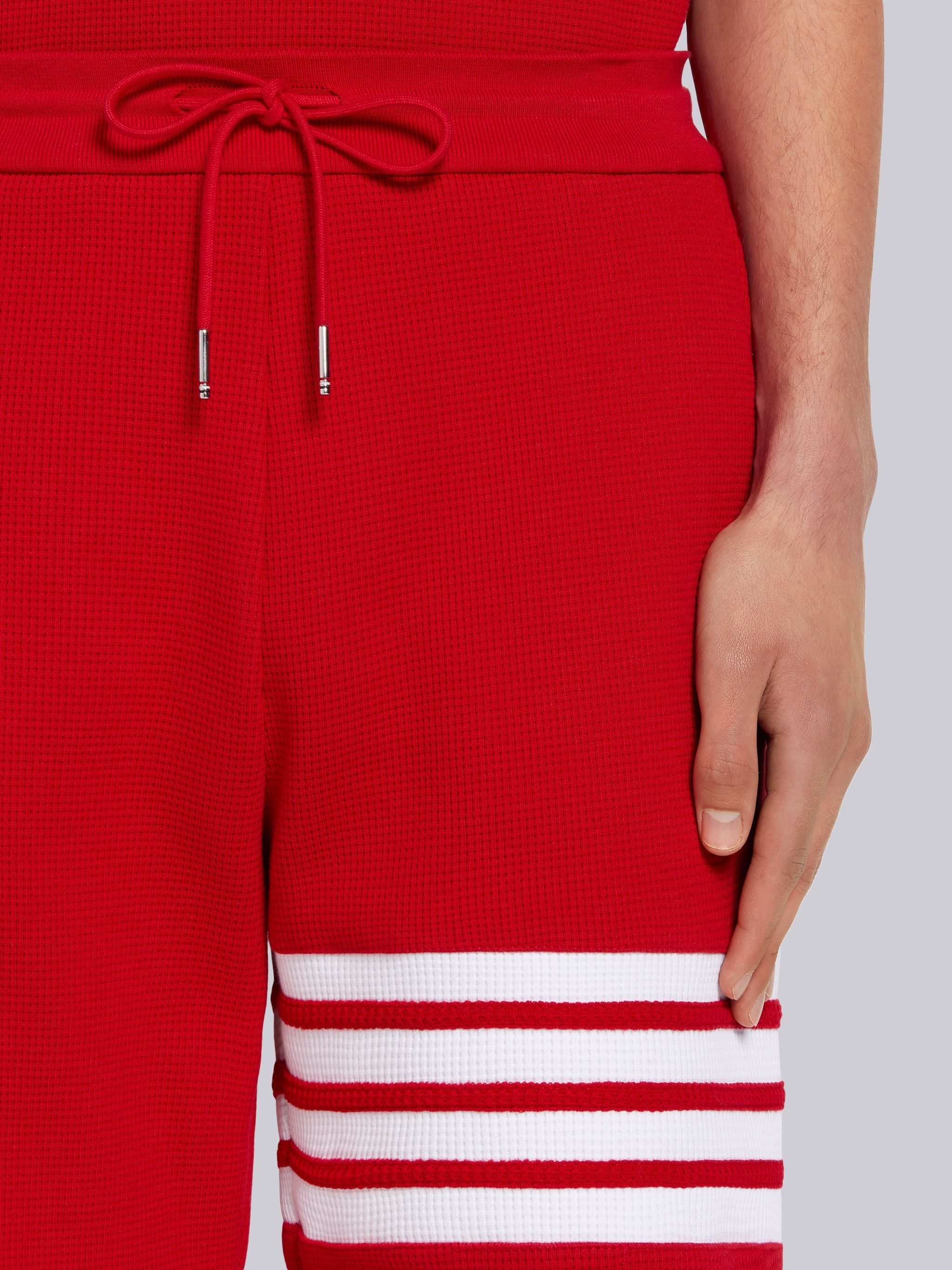 Red Compact Waffle 4-Bar Sweatshorts - 5