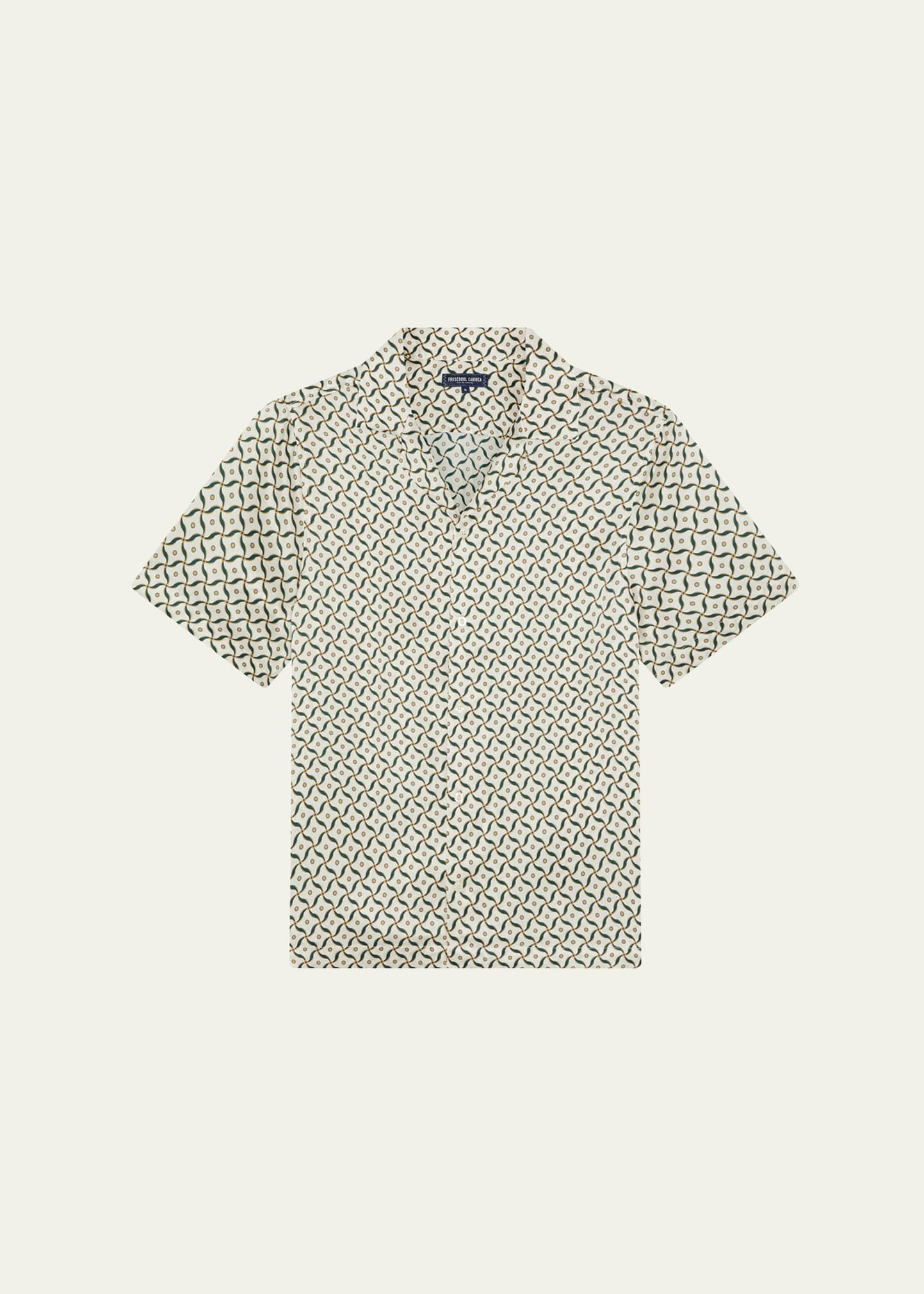 Men's Silk Lotus-Print Camp Shirt - 1