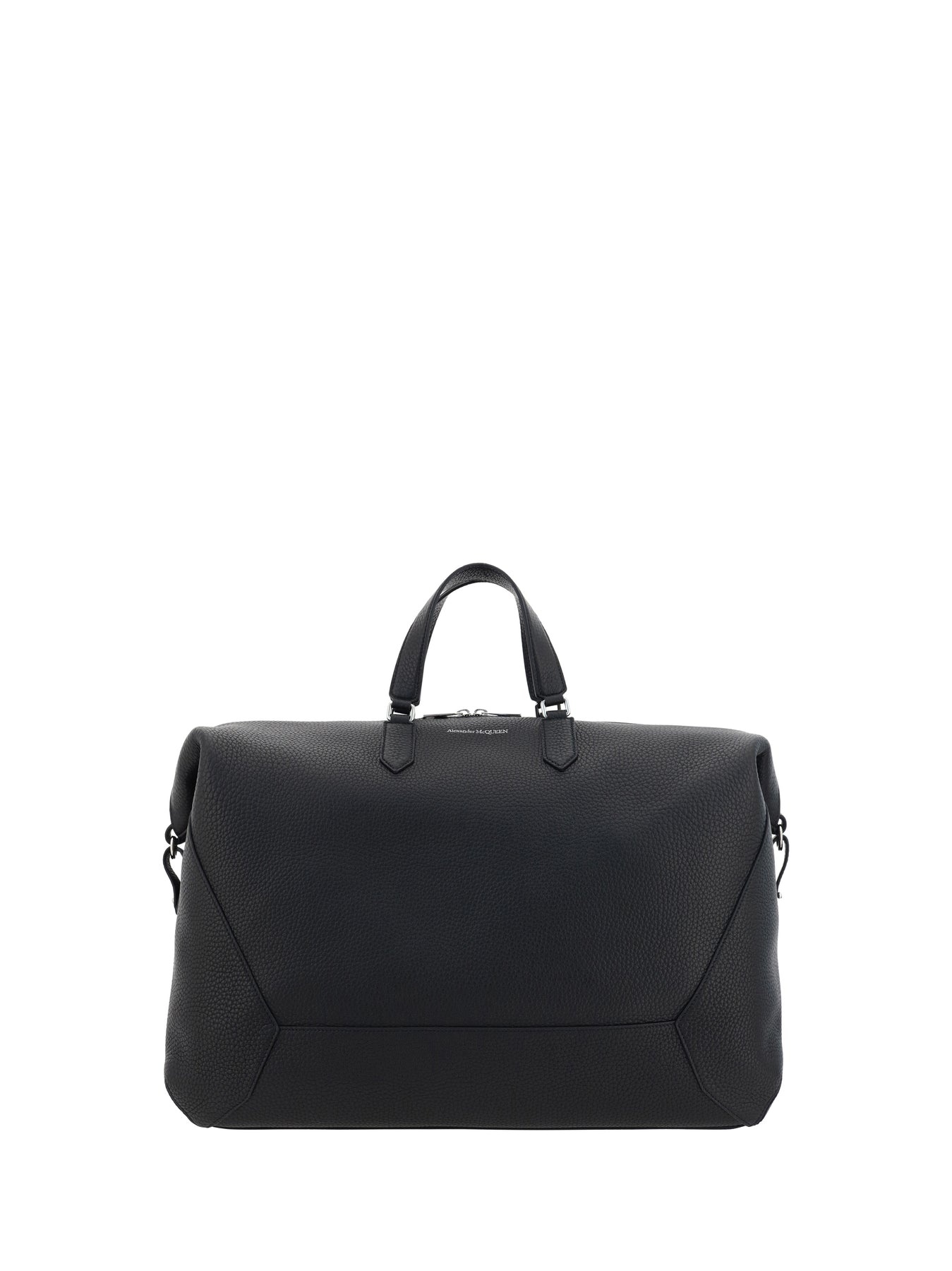 Leather duffle bag with logo print - 1