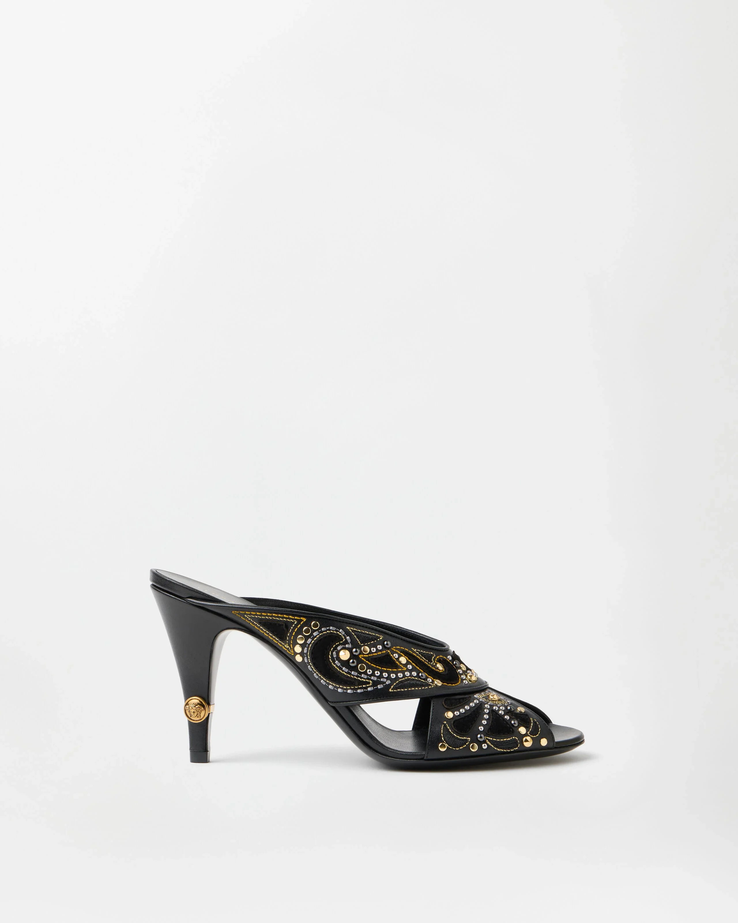 Gianni Embroidered Leather Mules 90 mm - 1