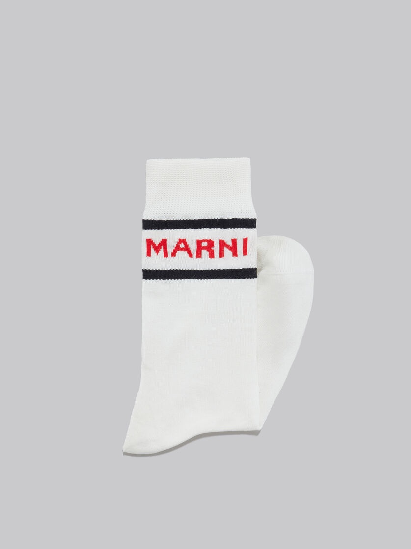 WHITE COTTON SOCKS WITH LOGO CUFFS - 2
