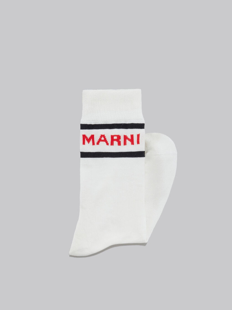 Marni WHITE COTTON SOCKS WITH LOGO CUFFS outlook