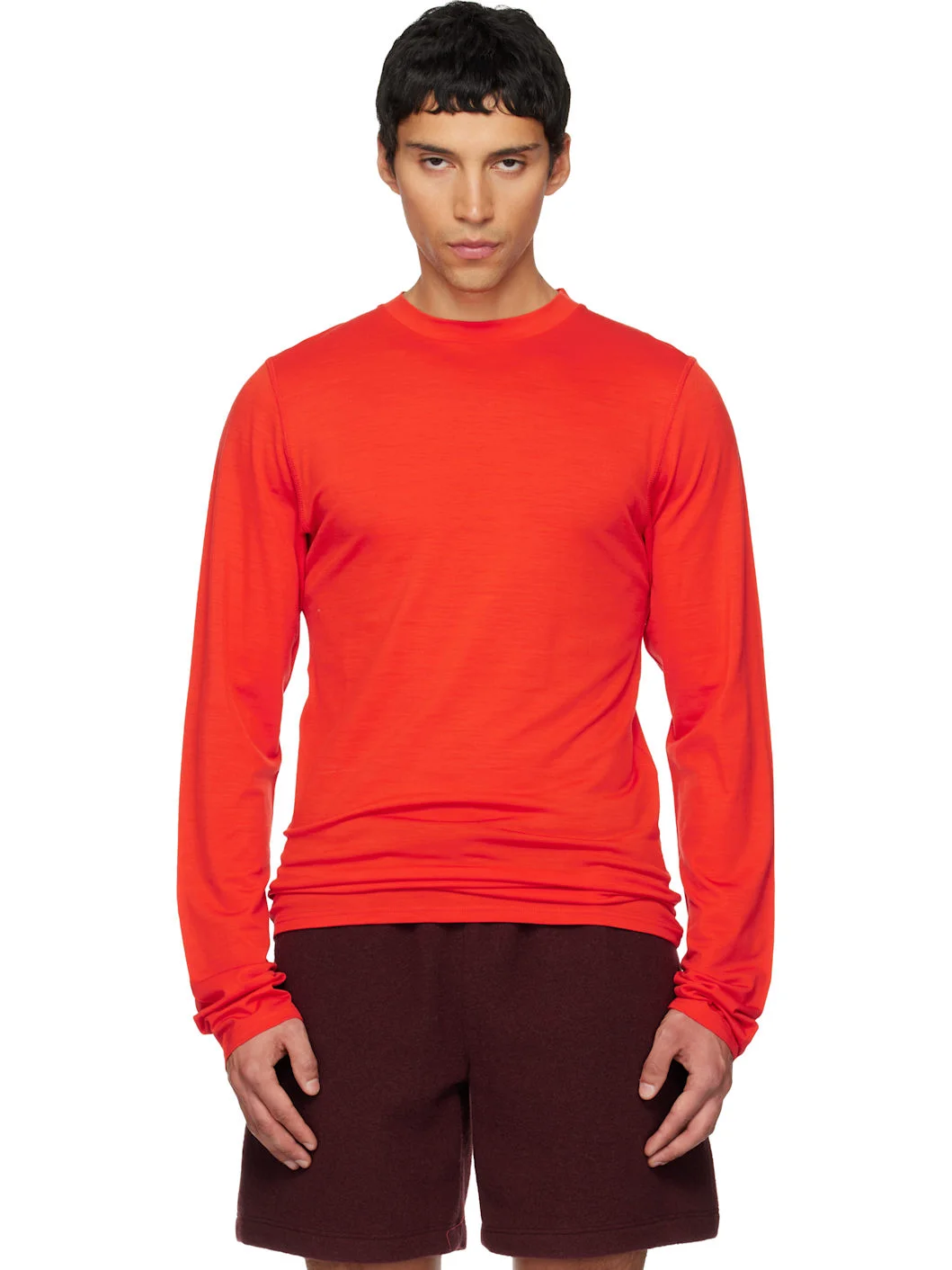Orange Roundneck Jersey Wool T-shirt - 1