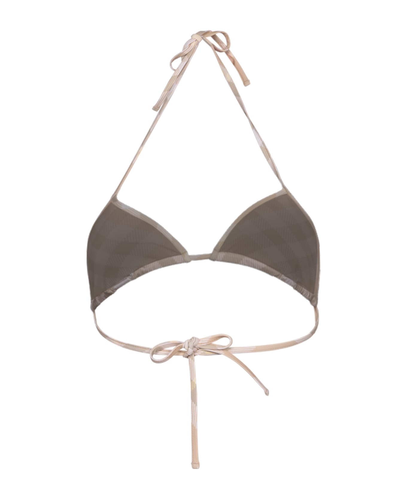 Checked Halterneck Triangle Bikini Top - 2