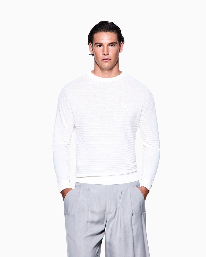 GIORGIO ARMANI CREW-NECK JUMPER IN LINEN AND COTTON outlook