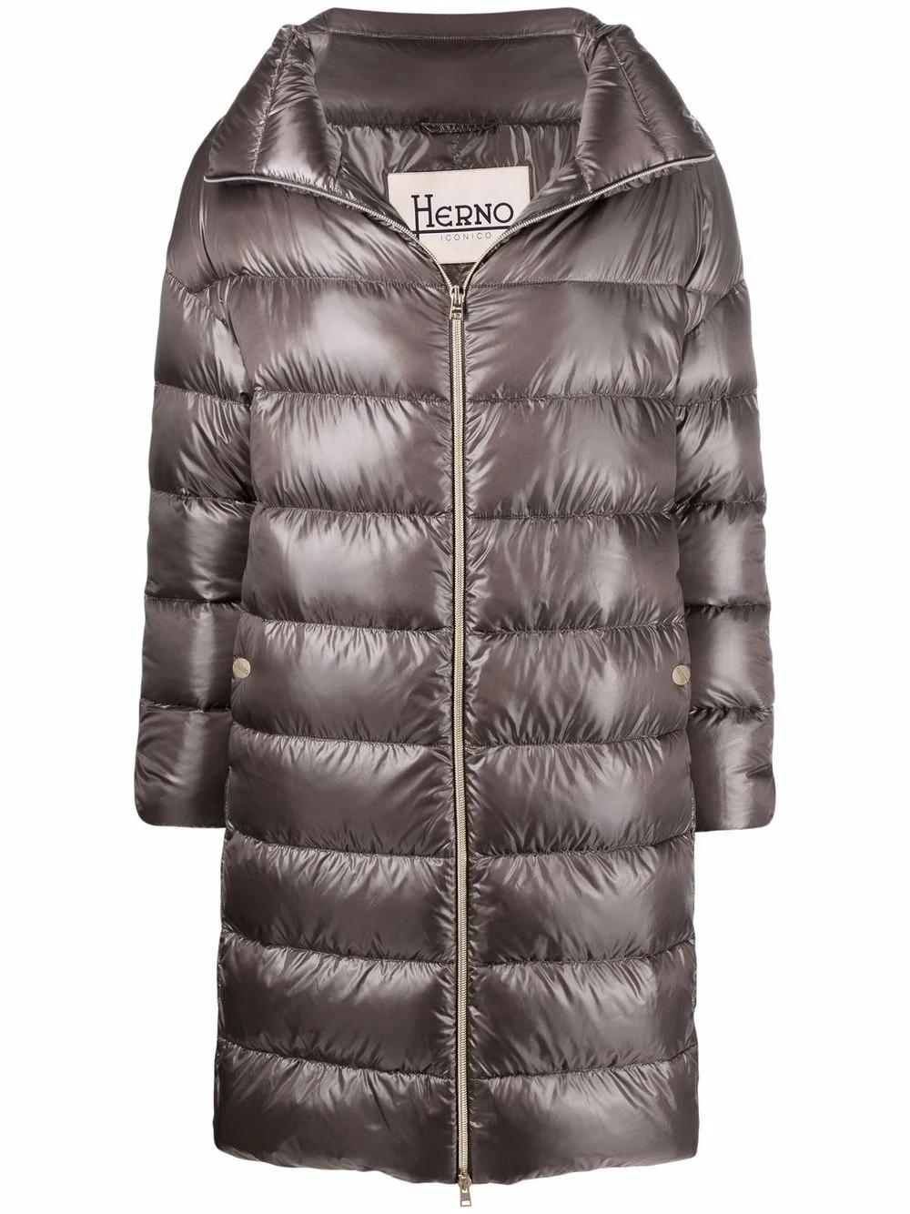 down-feather mid-length coat - 1