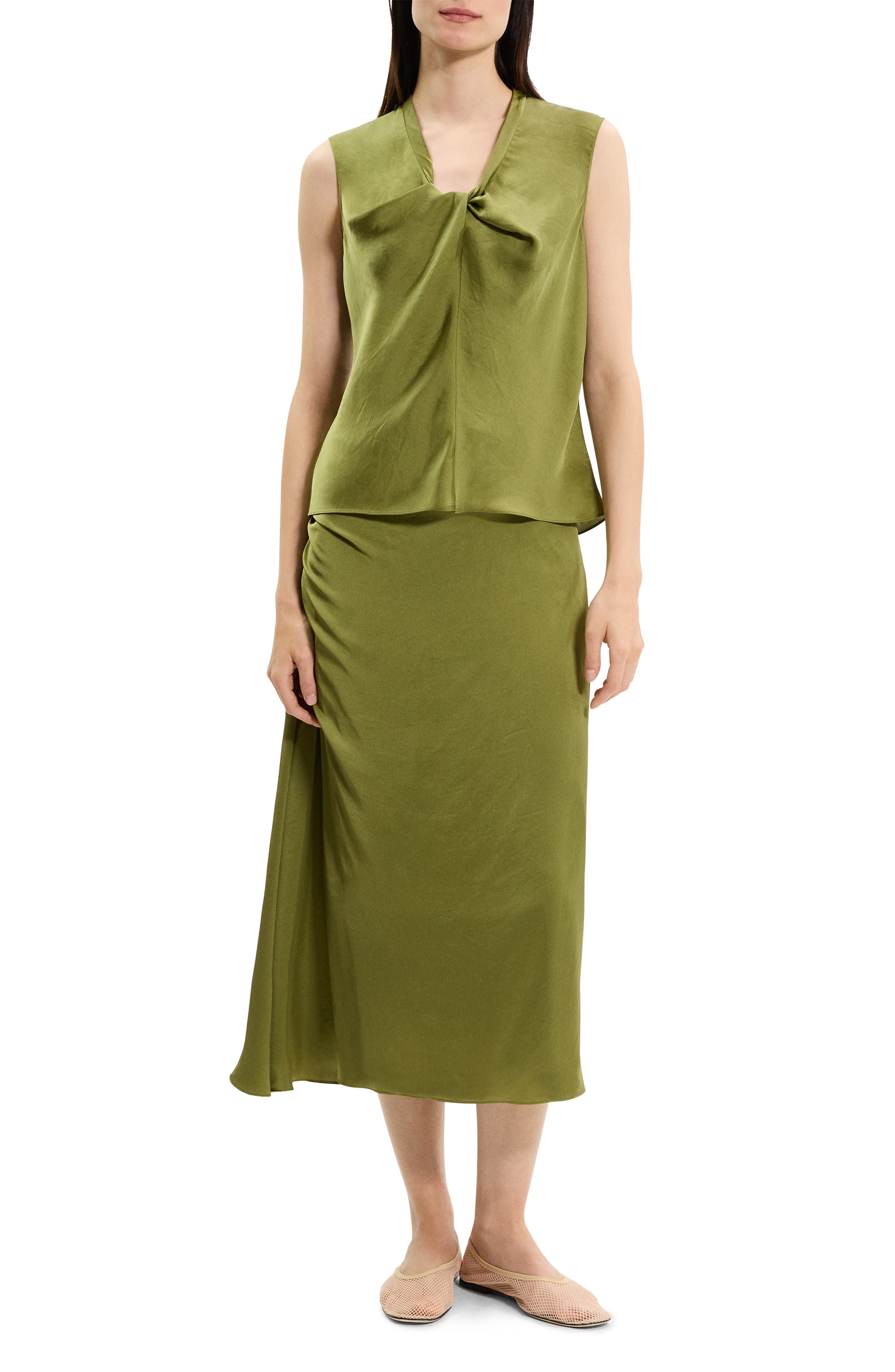 Theory Twist Neck Sleeveless Top in Avocado at Nordstrom - 7