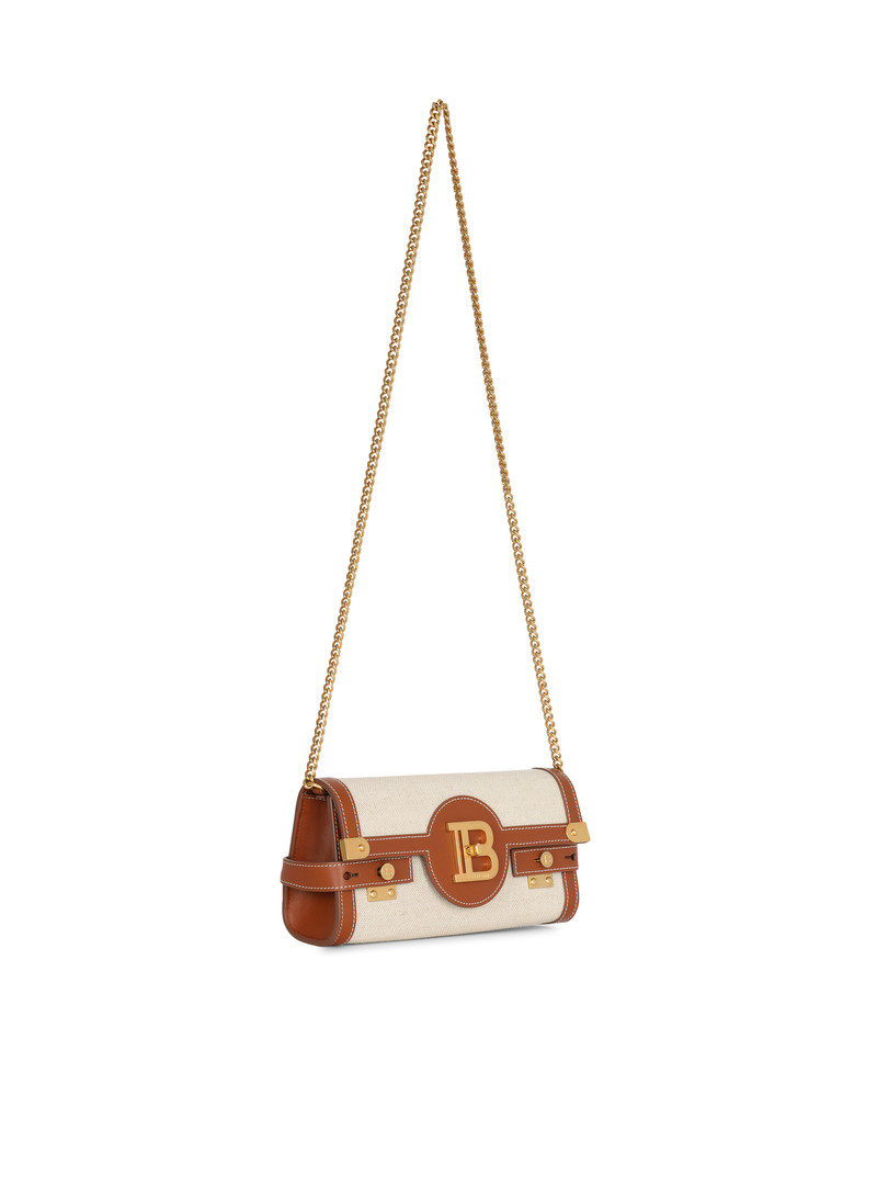 Balmain B-Buzz 23 leather and canvas clutch bag outlook