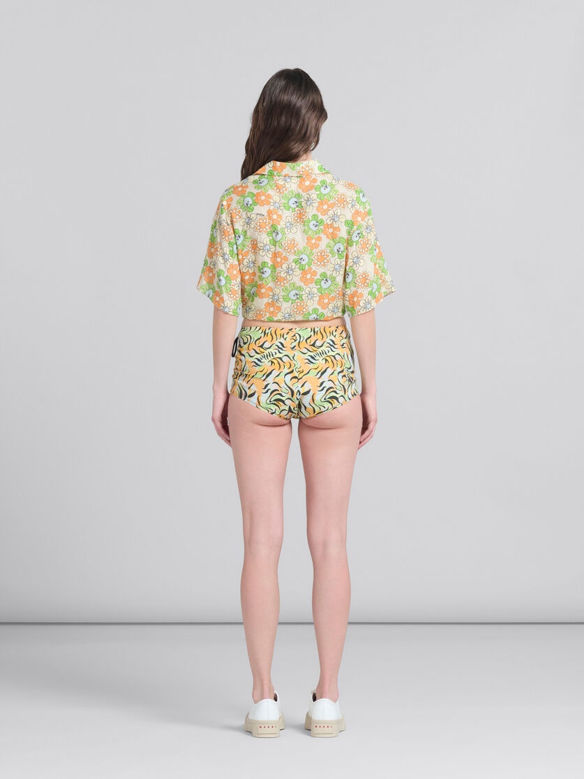 ORANGE AND GREEN PRINTED ORGANIC POPLIN HOT PANTS - 3