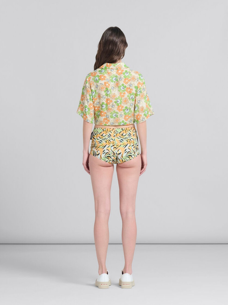 ORANGE AND GREEN PRINTED ORGANIC POPLIN HOT PANTS 3