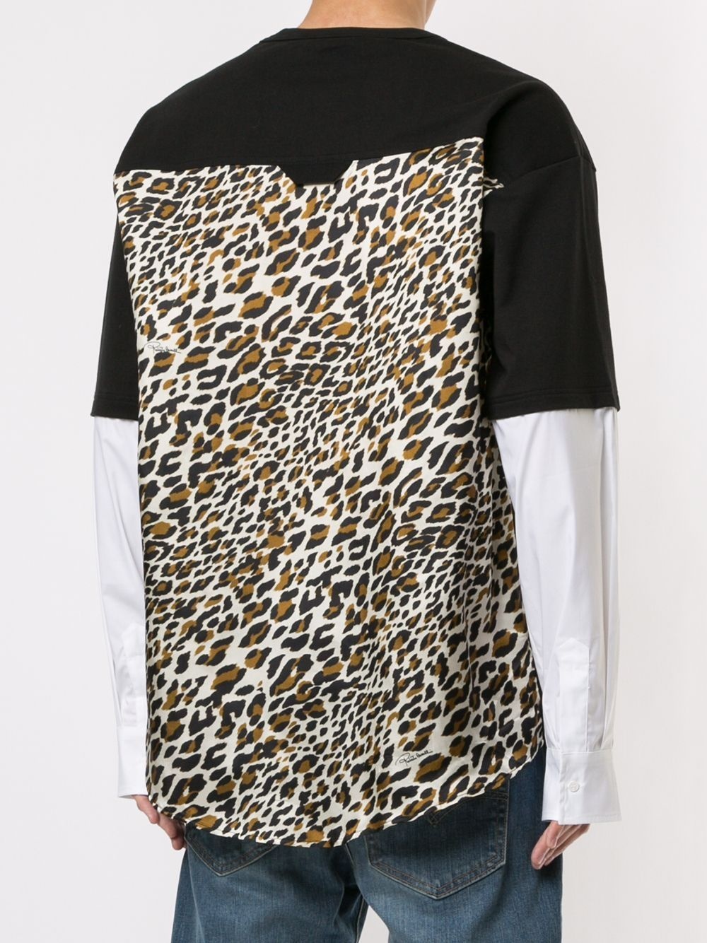 leopard print panel T-shirt - 4