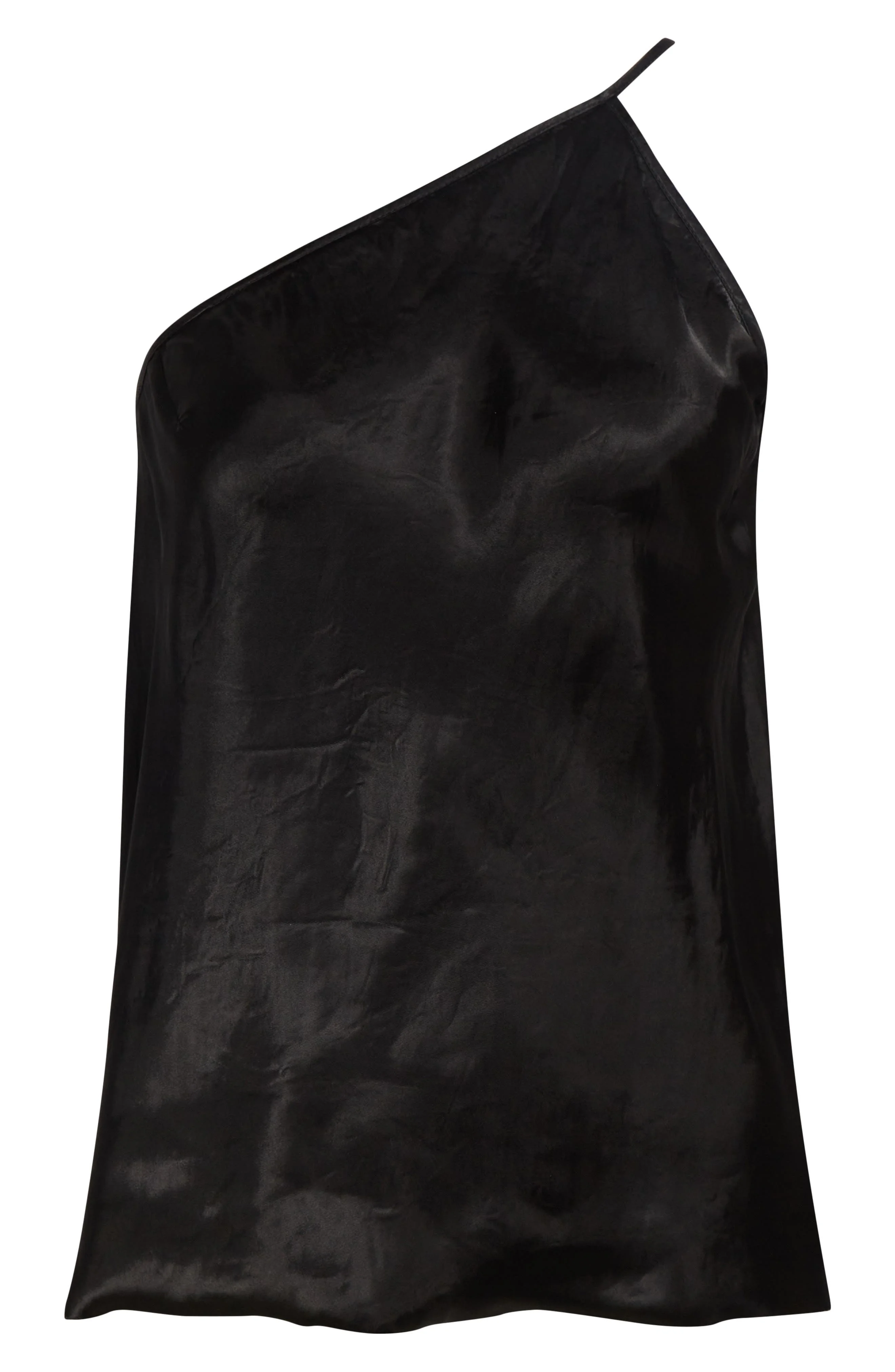Rick Owens One-Shoulder Satin Top in Black at Nordstrom - 1