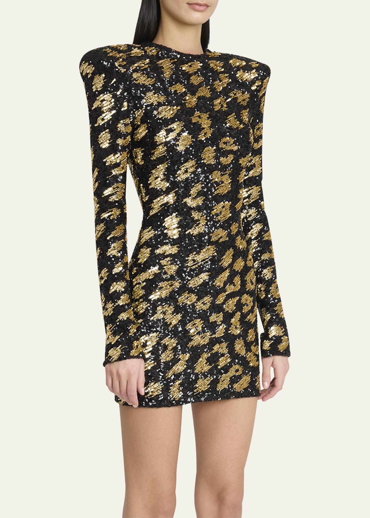 Sequined Leopard Structured Mini Dress - 4