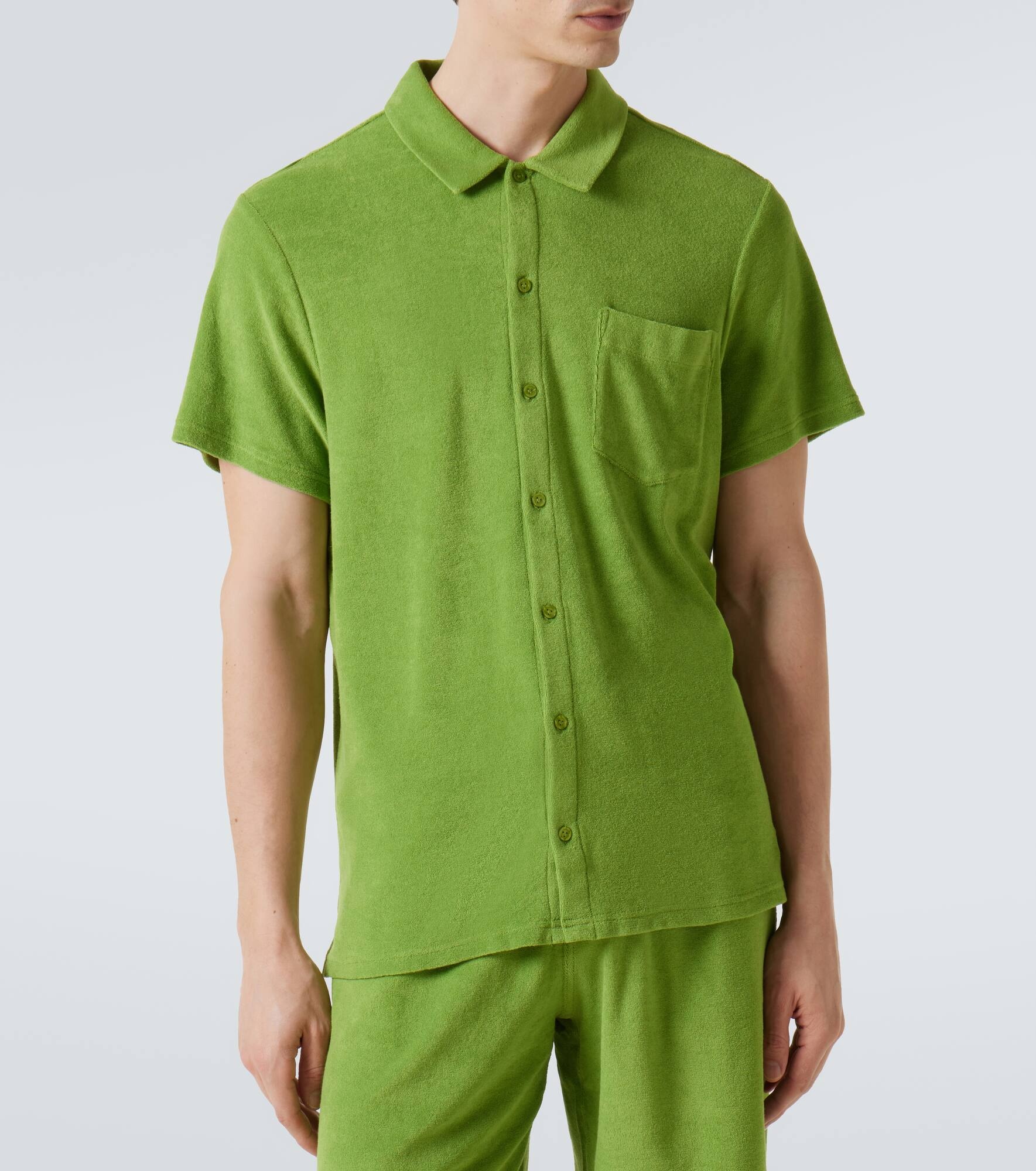 Cotton-blend terry bowling shirt - 3