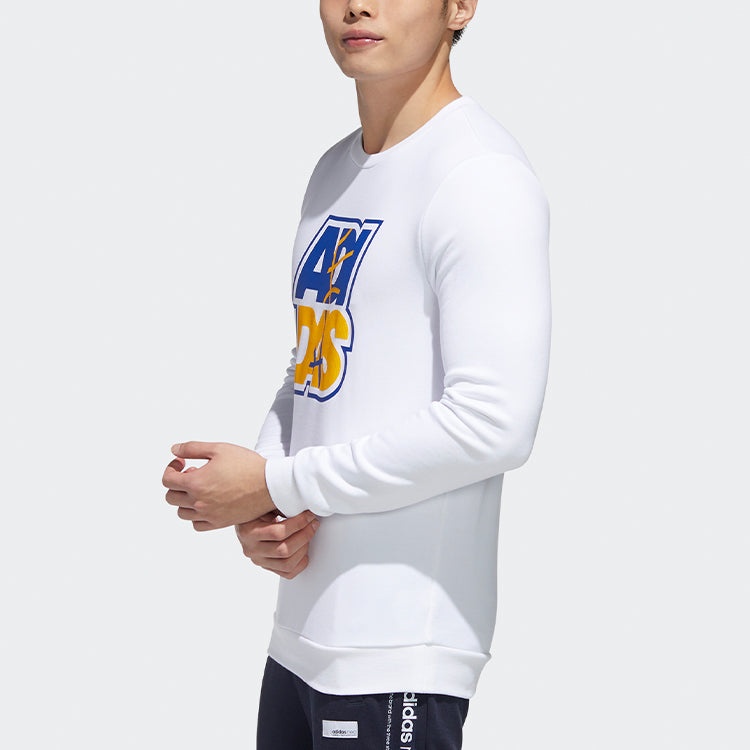 adidas neo M FAV SW Alphabet Printing Sports Pullover White GP5886 - 5