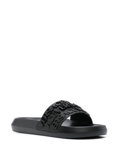 VERSACE logo-strap flat slides outlook