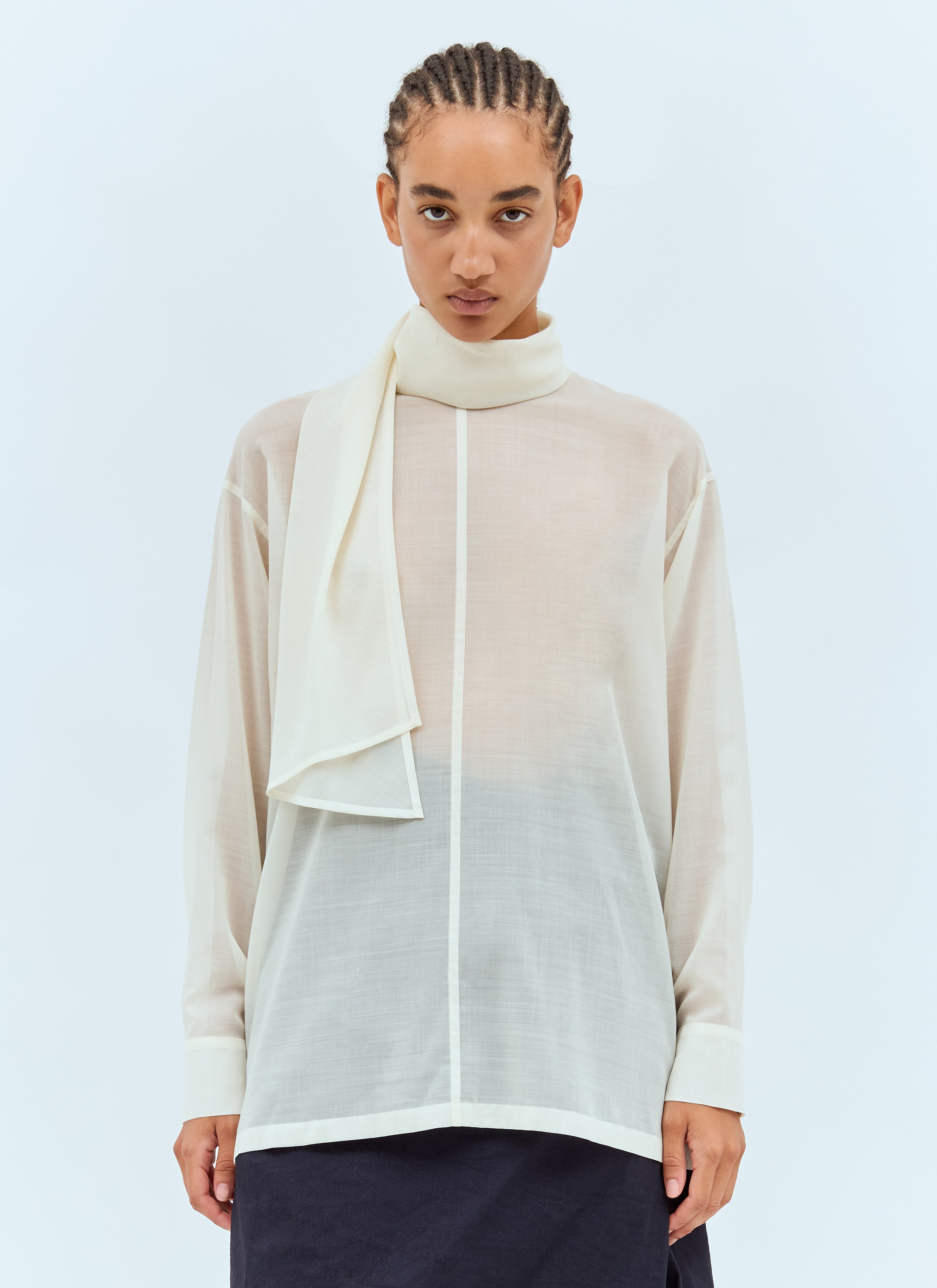 Issey Miyake Women Sheer Shirt With Shawl - 1