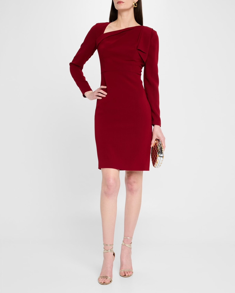 ROLAND MOURET Shoulder-Drape Long-Sleeve Light Cady Dress outlook