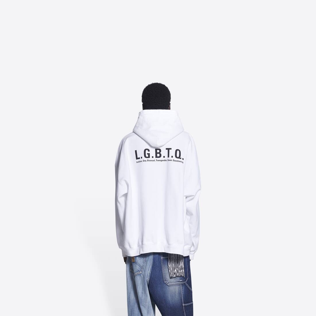 Lgbtq Boxy Hoodie in White/black - 5