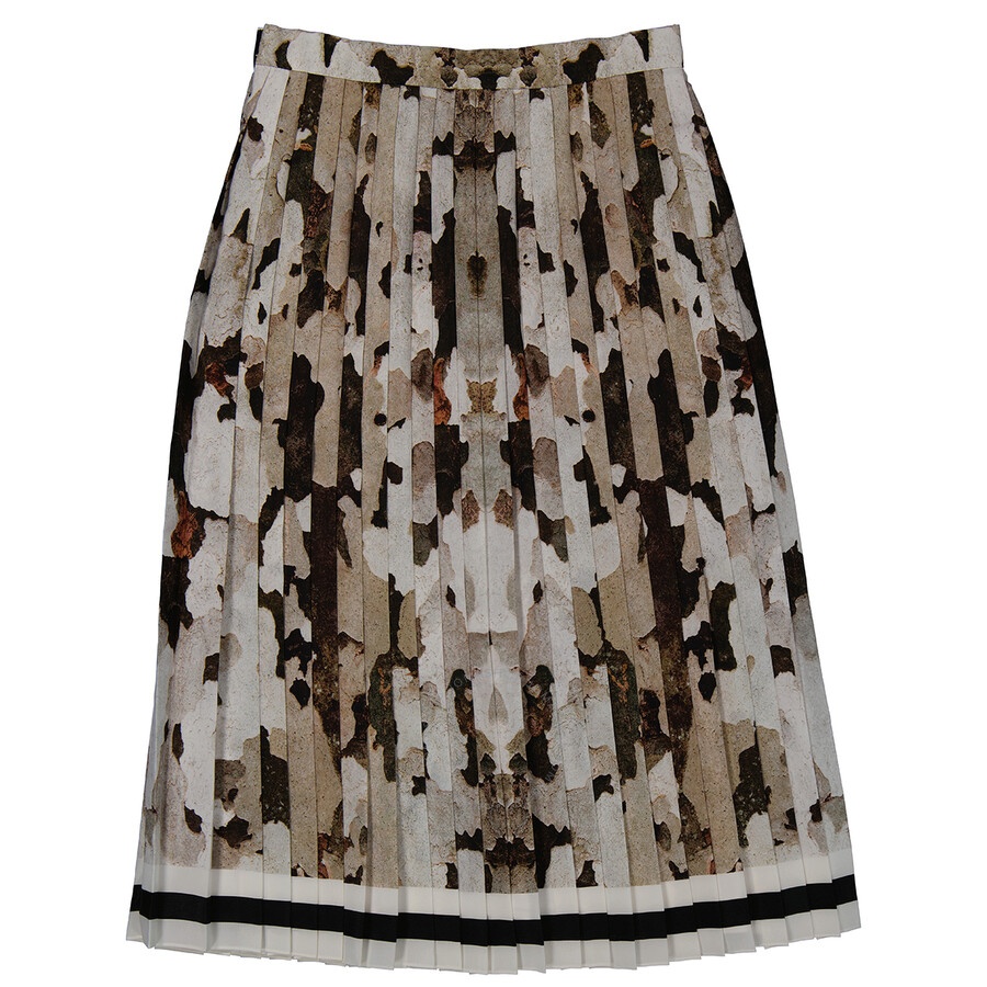 Burberry Ladies Camouflage Print And Stripes Pleated Skirt - 2