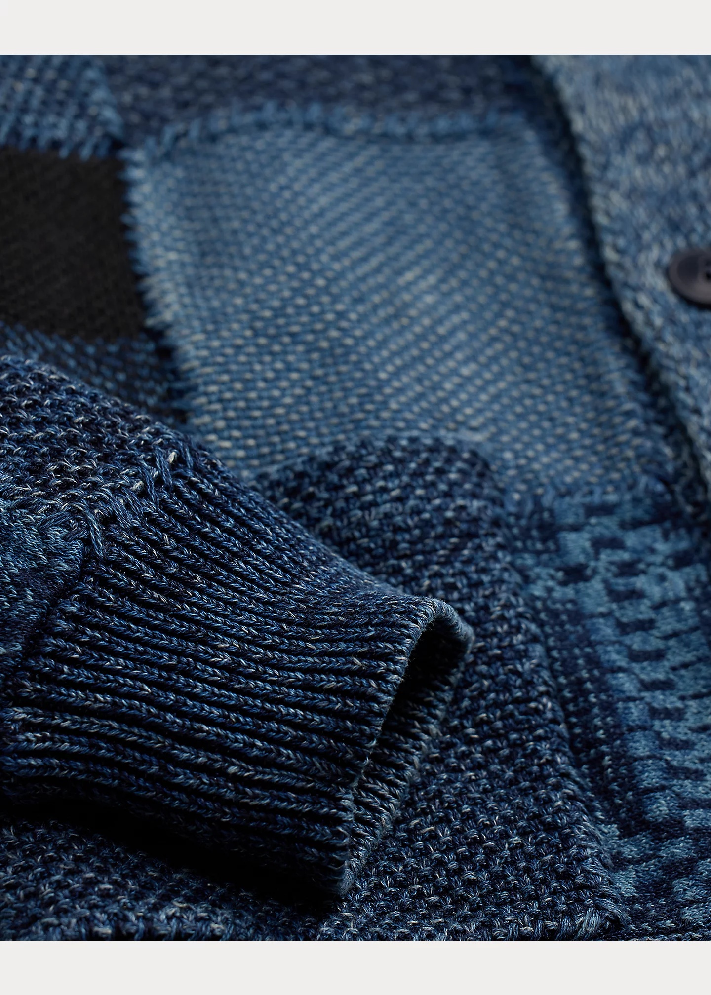 Indigo Patchwork Cotton-Linen Cardigan - 4