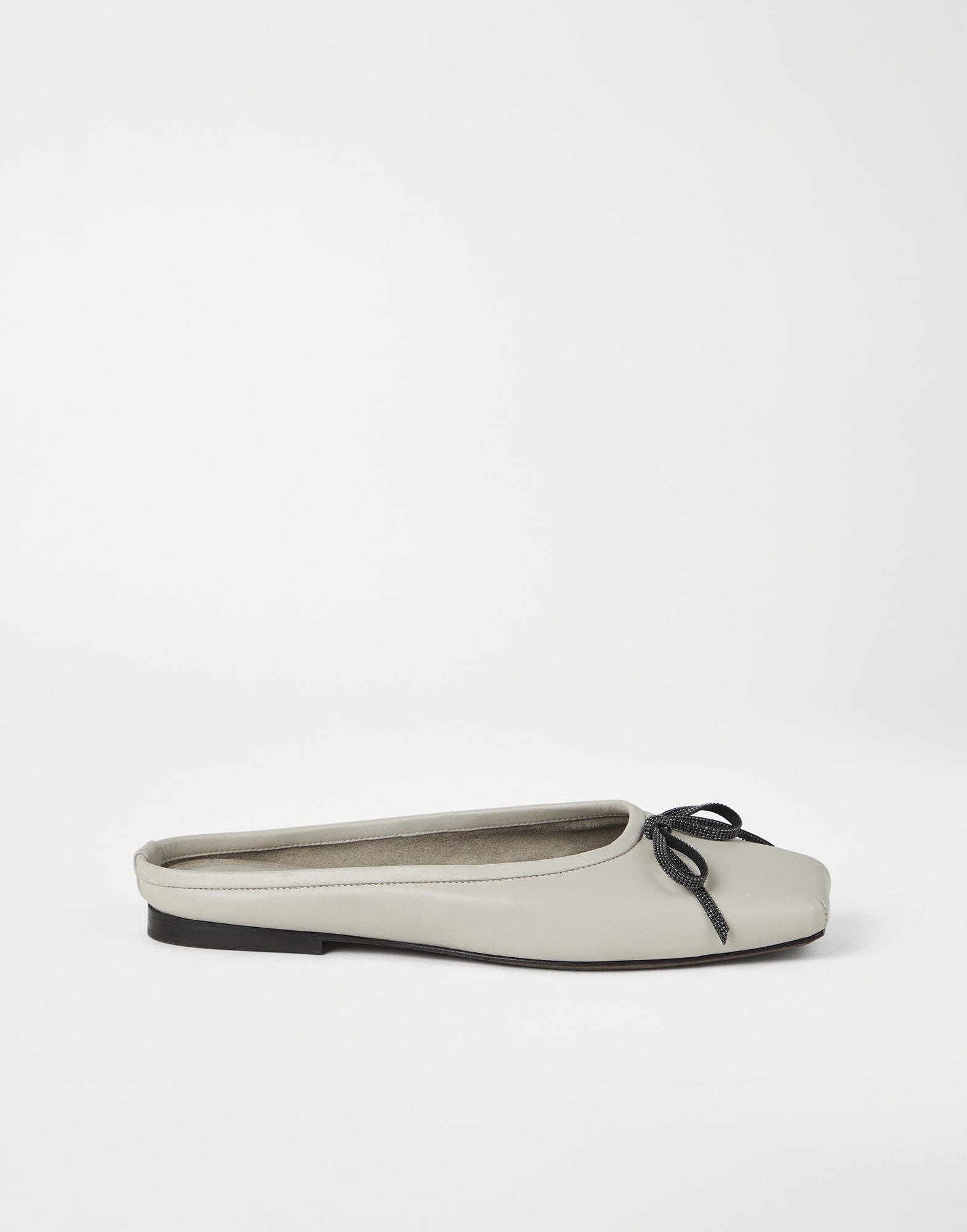 Nappa leather flats with shiny bow - 5