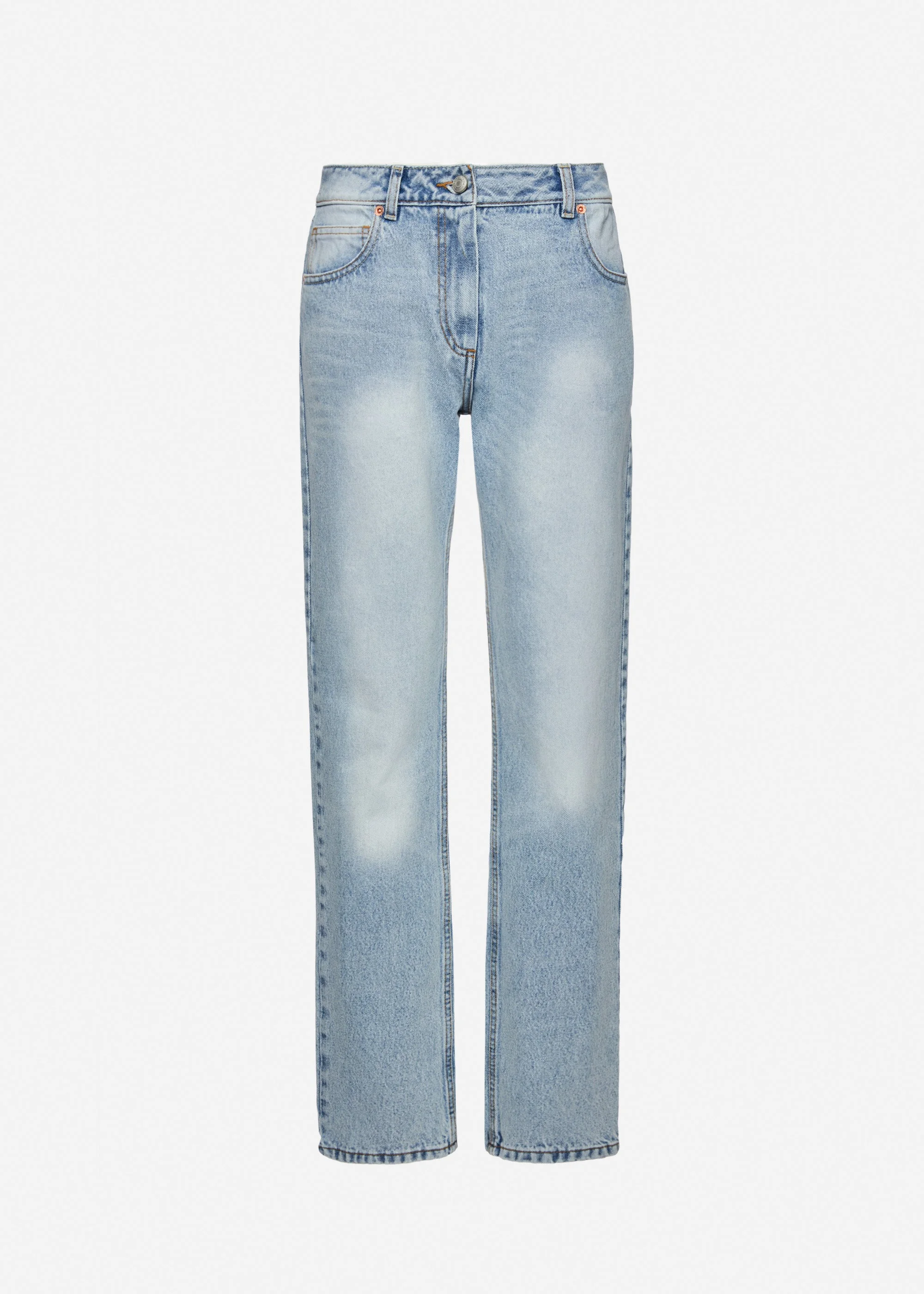 Low-rise straight-leg jeans in light blue - 1
