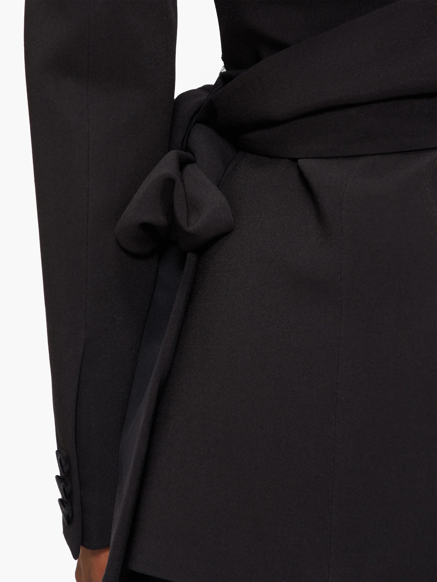 Satin-trimmed side-tie crepe tuxedo trousers - 3