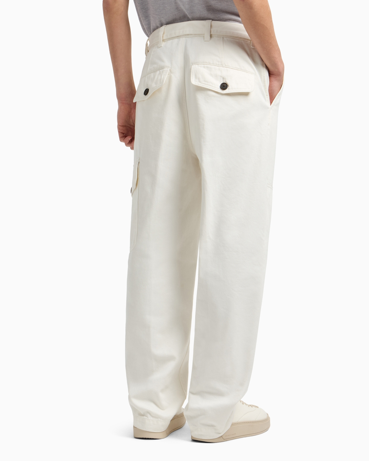 DENIM-EFFECT TWILL CARGO TROUSERS WITH BELT - 3