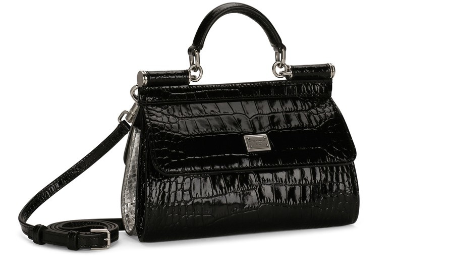 Dolce & Gabbana Kim Crocodile-Embossed Sicily Bag