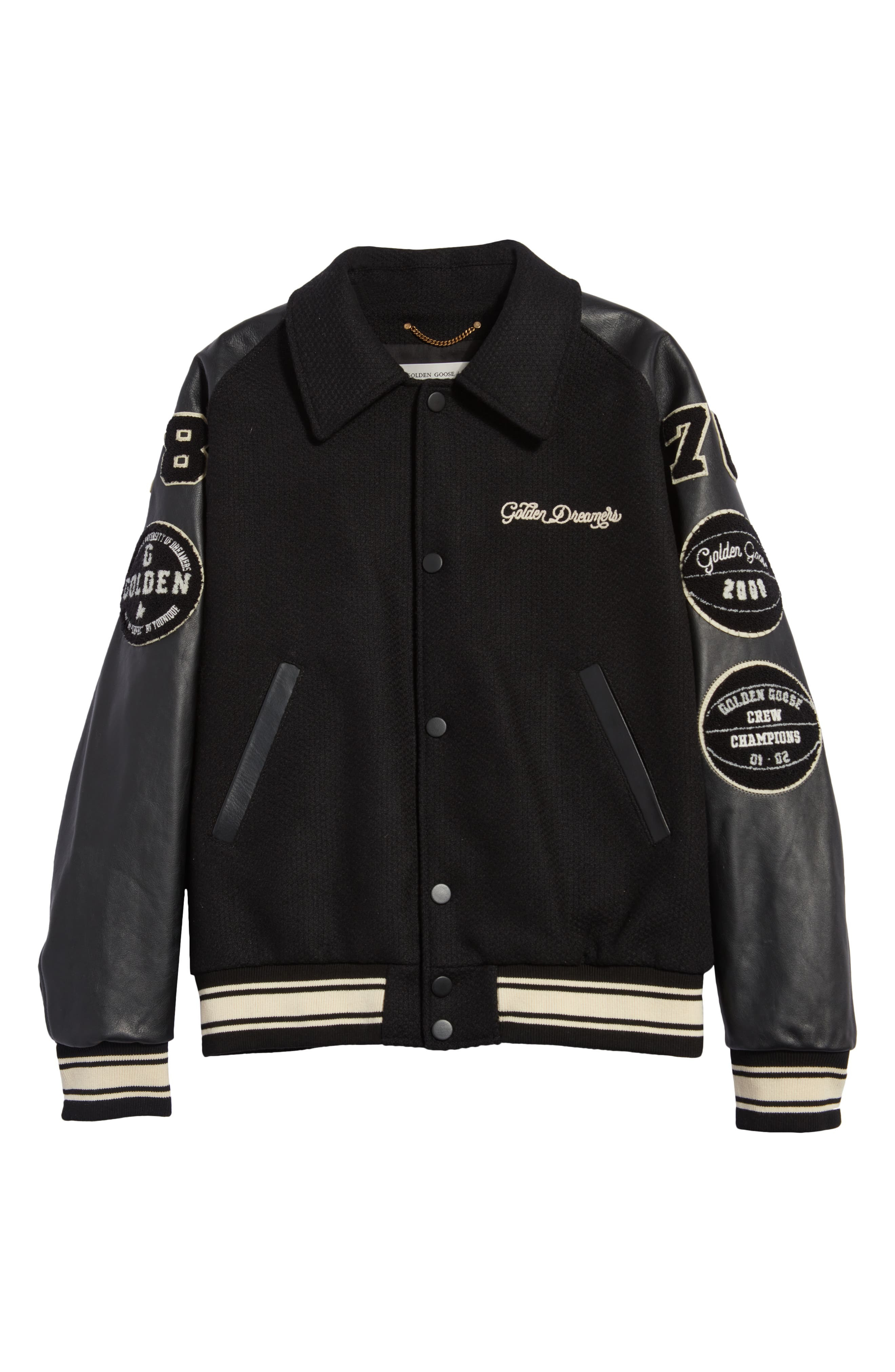 Golden Goose Golden Dreamers Wool & Leather Letterman's Jacket in Black at Nordstrom - 6