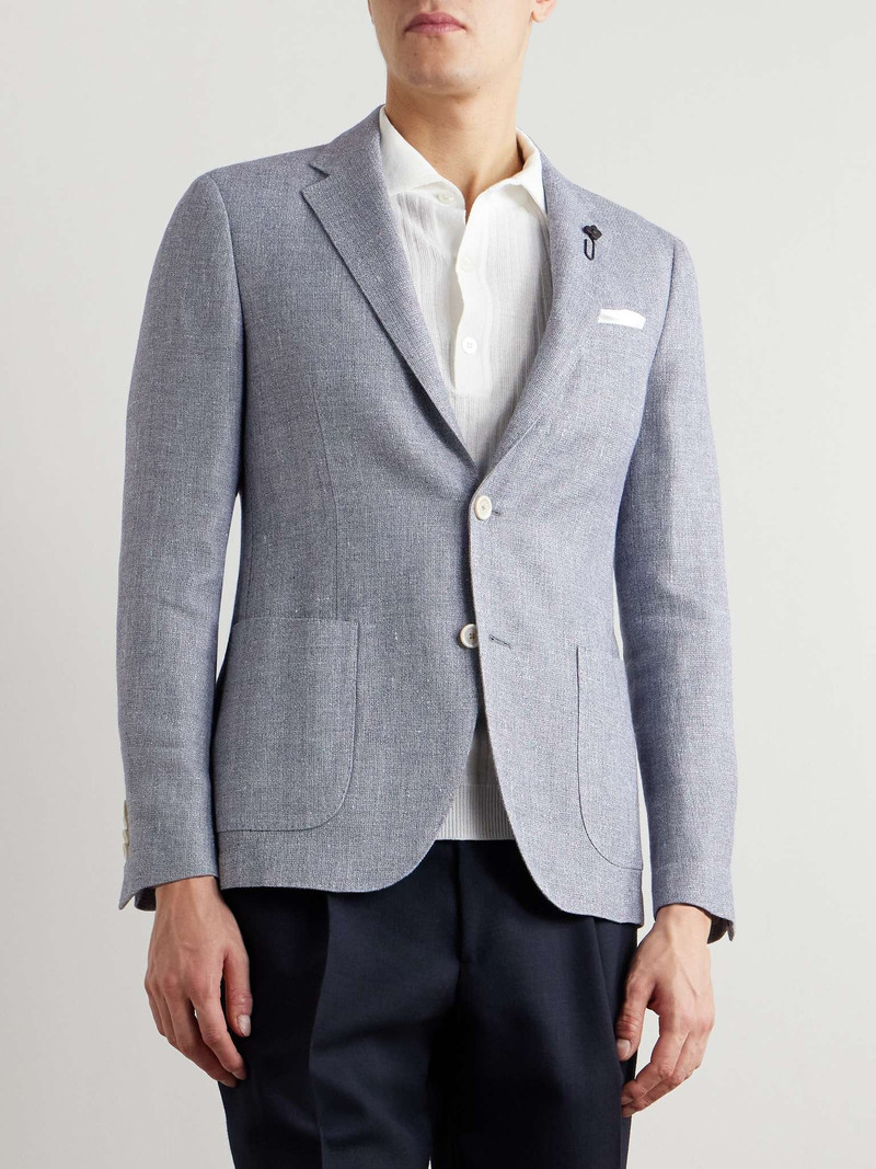 Linen and Wool-Blend Crepe Blazer 3
