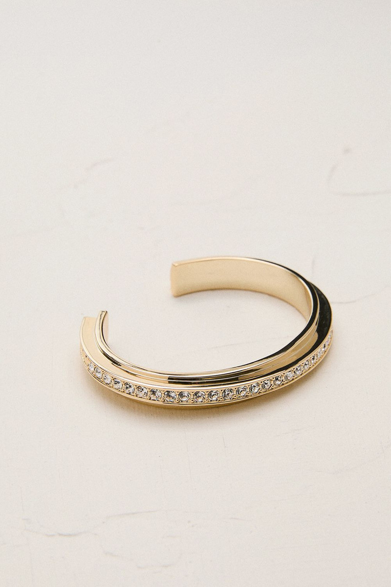 14kt Gold Plated Crystal Diagonal Cuff 3