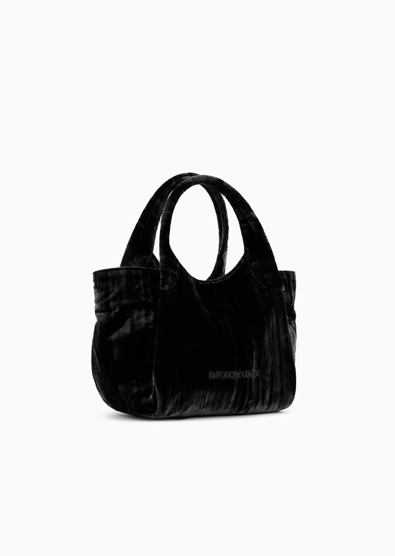 EMPORIO ARMANI Handbag in textured velvet with chain strap outlook