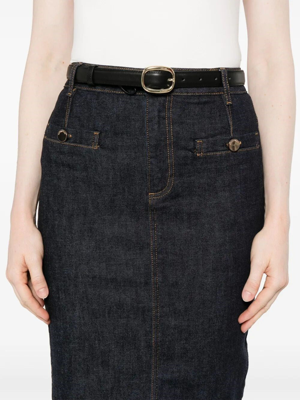 Self-Portrait Women Denim Midi Skirt - 4