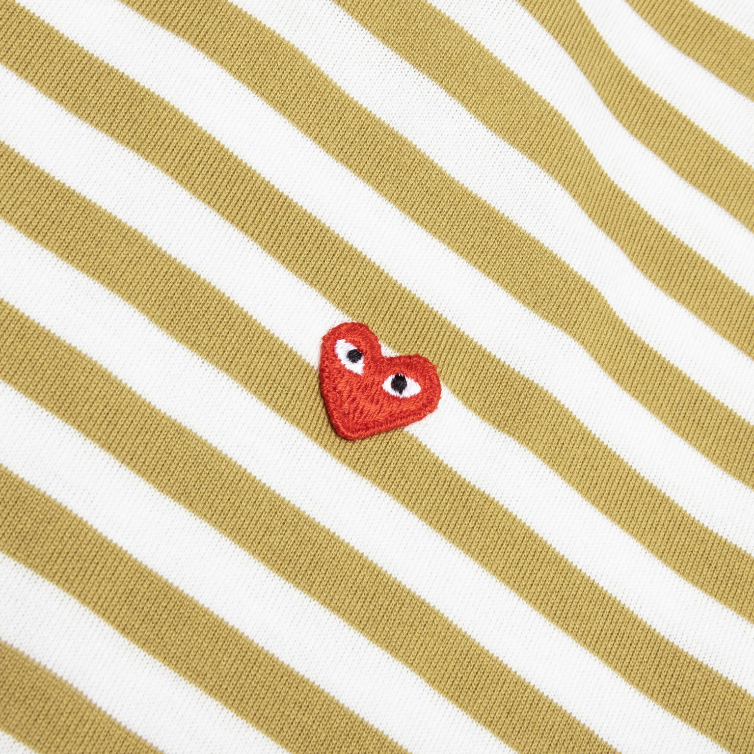 COMME DES GARCONS PLAY STRIPE WHITE T-SHIRT - MUSTARD - 3