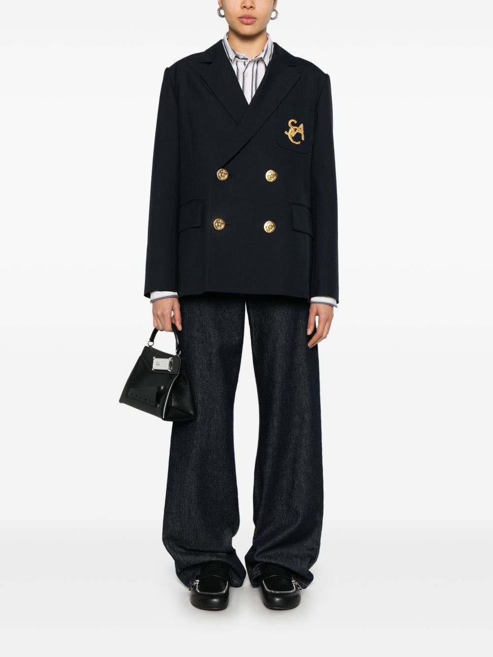 logo-embroidered blazer - 2