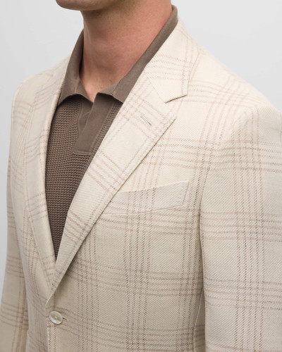ZEGNA Men's Large Check Linen-Blend Sport Coat outlook
