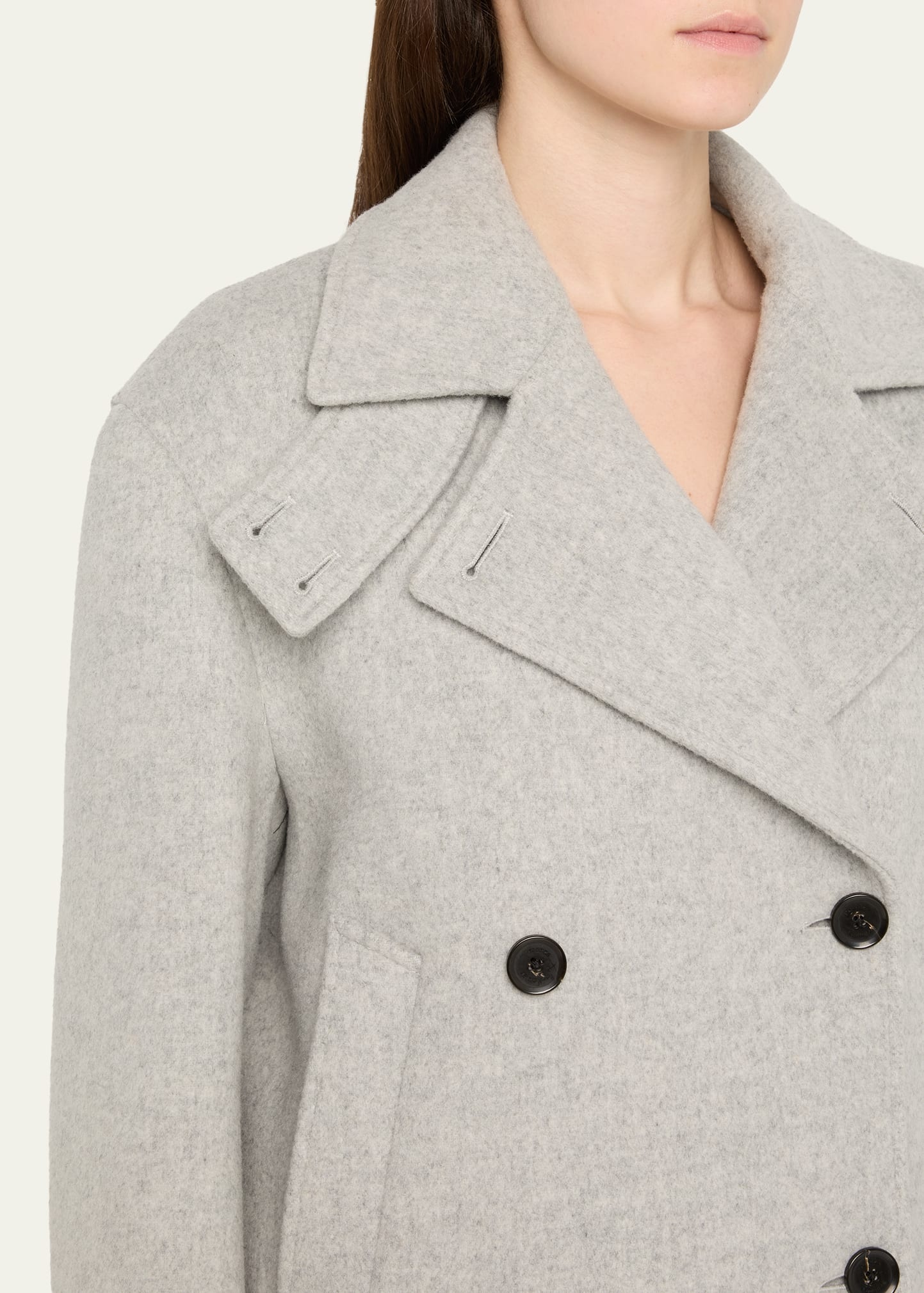 Nola Double-Breasted Brushed Wool Cashmere Jacket - 5