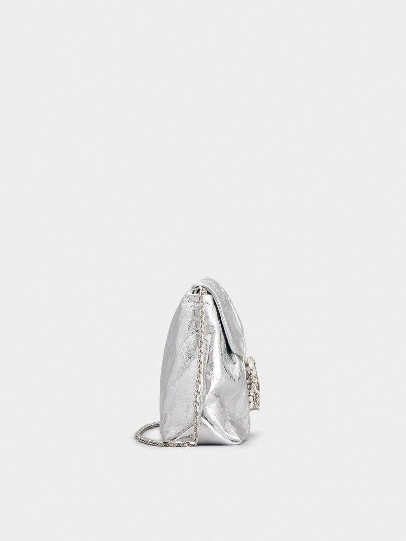 Drapé Bouquet Strass Buckle Mini Bag in Leather 4